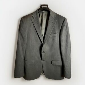 Hickey Freeman 40 Reg USA‎ MADE 2Pc Gray Stripe 100% Worsted Wool 2Btn Suit